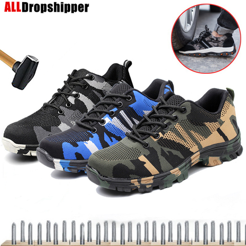 Anti-smashing Puncture-Proof Safety Shoes Men Women Steel Toe Air Work Sneakers Indestructible Ryder Shoes Fashion Men's Boots ► Photo 1/6