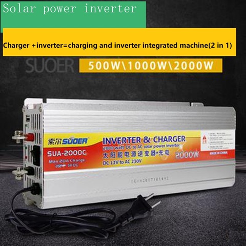 grid tie Inverter 12v 220v Hybrid Solar power inverter charger Voltage Transformer USB 500W 1000W 2000W Converter Adapter home ► Photo 1/5