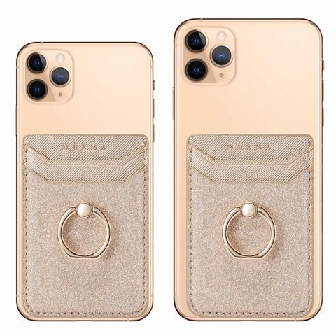 Cute Cell Phone Smartphone Ring Socket Holder Wallet Credit Card Pocket Adhesive Sticker Phone Pouch Bag Case Black Rose Gold ► Photo 1/6