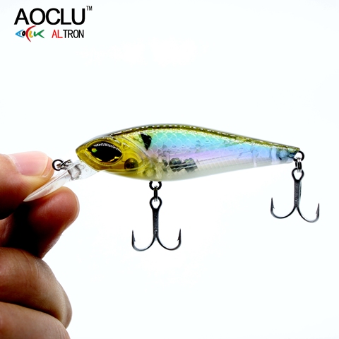 AOCLU wobbler Super Quality 6 Colors 75mm 5.5g Hard Bait Minnow Crank Fishing lures Bass Fresh Salt water VMC hook free shipping ► Photo 1/6