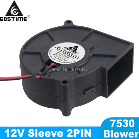 5 Pieces LOT Gdstime DC 12V 2Wire Cooling Brushless Blower Fan 7530 75mm 75x30mm 7530s ► Photo 1/6