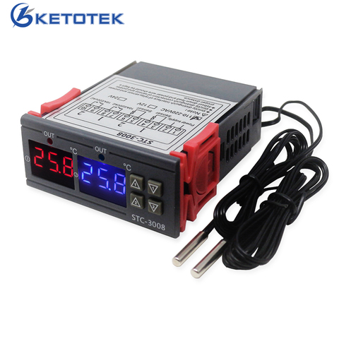 Digital Temperature Controller Incubator Thermostat STC 1000 3008 W1029 12V 24V 220V Thermoregulator ► Photo 1/6