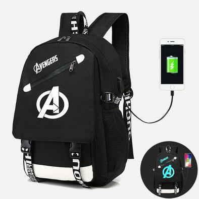 Disney Luminous Night Lighting USB Charging Schoolbag Boy Girl Teenagers Avengers Backpack School Bag Student Book Bag ► Photo 1/6