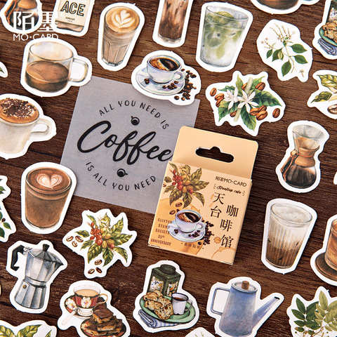 46 pcs/lot Rooftop Coffee Paper Small Diary Mini Cute box Stickers set Scrapbooking Kawaii Flakes Journal Stationery ► Photo 1/5