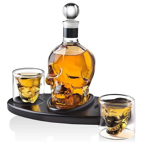 Creative skull glass whisky vodka wine crystal bottle spirits cups transparent wine drinking cups bar home shot glasses set ► Photo 1/6