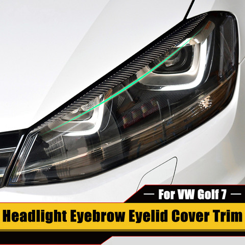 2pcs Headlight Eyebrow Eyelid Cover Trim For VW Golf 7 VII GTI GTD R MK7 2013-2017 ABS Carbon Fiber 43x3cm Auto Replacement Part ► Photo 1/6