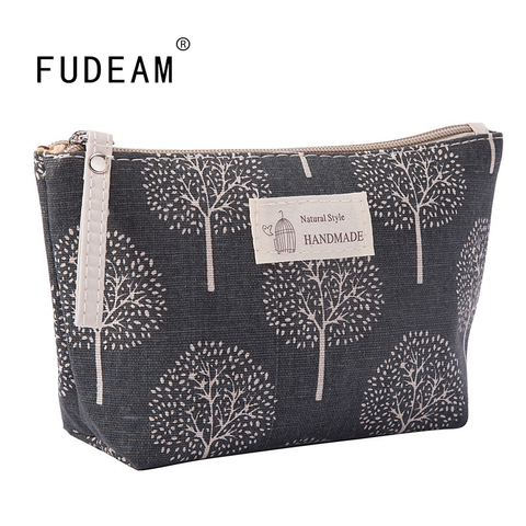 FUDEAM Soft Canvas Bear Tree Print Pattern Women Travel Storage Bag Toiletries Organize Cute Cosmetic Bag Portable Make Up Bagss ► Photo 1/6