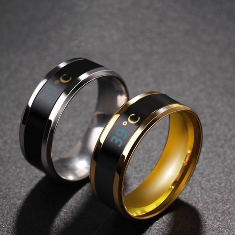 Smart Sensor Body Temperature Ring Stainless Steel Fashion Display Real-time Temperature Test Finger Ring ► Photo 1/6