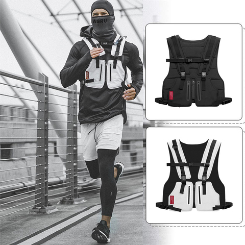 Outdoor Hip Hop Sports Running Vest Men Fitness Protective Reflective Cycling Fishing Top Vests Military Tactical Chest Bag Vest ► Photo 1/6