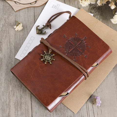 Retro Spiral Notebook Diary Notepad Vintage Pirate Anchors PU Leather Note Book Replaceable Stationery Gift Traveler Journal ► Photo 1/6