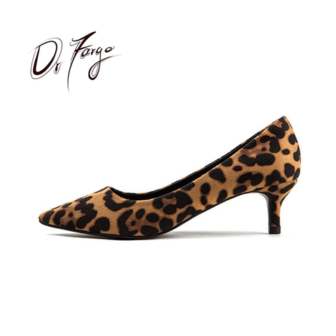 DRFARGO 2022 Shoes Women Leopard OL shoes Classic Thin&Thick Heel Low Heel soft sole Shallow mouth Femme Chaussure size 33-41 ► Photo 1/6