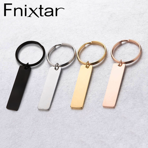 Fnixtar 10Pcs Custom Name Engrave Tags Keychain Stainless Steel DIY Stamping Blank Rectangle Bar Keyring Mirror Polish Key Chain ► Photo 1/6
