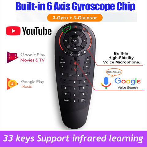 G30 Voice Remote Control Air Mouse Wireless Mini Keyboard support Google Assistant 33 Keys with IR Learning for Android TV Box ► Photo 1/6