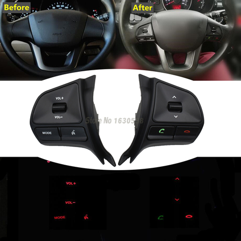 Steering wheel audio volume music control button for KIA K2 RIO K2 switch for Bluetooth telephone sound back light ► Photo 1/6