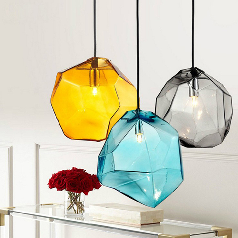 Nordic Pendant Light Colorful Stone Glass luminaire suspendu Indoor G4 LED Hanging Lamp Restaurant dining room bar light fixture ► Photo 1/6