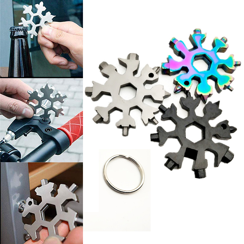 18 in 1 Snowflake Tool Card Multifunctional Screwdriver Wrench Stainless Steel 