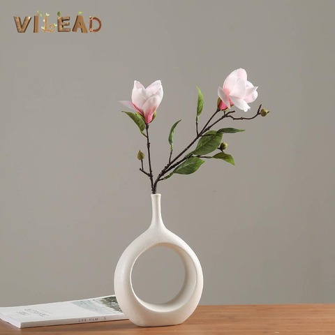 VILEAD Ceramic Flower Vase Figurines Nordic Modern Flower Pots Living Room Desktop Cylinder Vase Interior Decorative Sculptures ► Photo 1/6