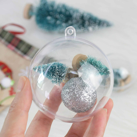 10pcs 4/5/6/7cm Transparent Ball Open Plastic Clear Bauble Ornament Christmas Party Hanging Pendant Gift Package Supplies ► Photo 1/6