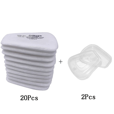 20 Pcs 5N11 Cotton Filters 2Pcs 501 Cover Replaceable Filters For 6001/6002/6003/6200/7502/6800 Gas Dust proof Mask Accessories ► Photo 1/6