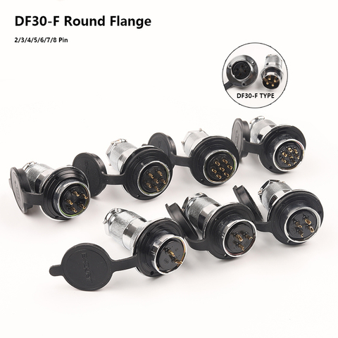 1Set DF30 GX30 Aviation Connector Female Socket & Male Plug 2 3 4 5 7 8 pin Round Flange Connector for Electric Power Industrial ► Photo 1/6