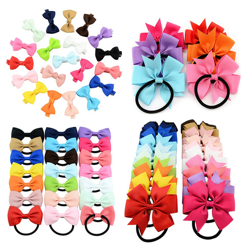 10pcs/lot Kids Hair Accessories Bowknot Elastic Hair Bands Colorful Scrunchies Fashion Headbands Girls Ponytail Holder ► Photo 1/6