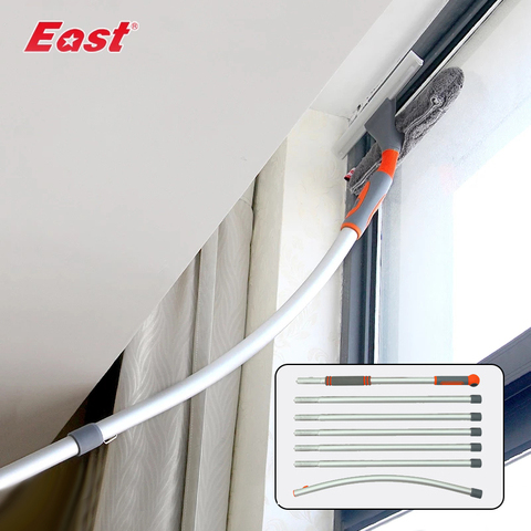 East Window Cleaner Glass Window Cleaning Brushes Squeegee Telescopic Rod Wiping Scraper Rubber Brush House Cleaning Tools ► Photo 1/6