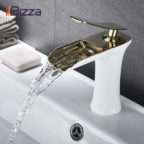 Basin Faucet Black Waterfall Bathroom Faucets Hot Cold Water Basin Mixer Tap Chrome Brass Toilet Sink Water Taps Crane Gold 1401 ► Photo 1/6