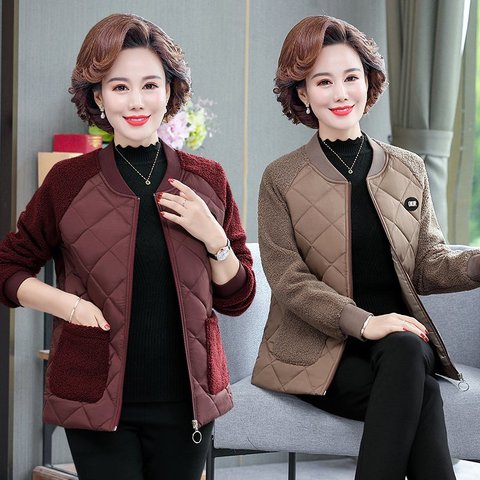 New Autumn And Winter Warm Lambs Patchwork parkas Women fashion Cashmere Stitching Coat Female Plus Size Plush Jacket ► Photo 1/6