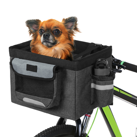 18L Foldable Oxford Fabric Bike Basket 10kg Load Bicycle Handlebar Front Bag Box Pet Dog Cat Carrier Bycicle Accessories For Dog ► Photo 1/5