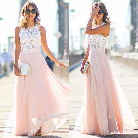 hot  Women Long Chiffon Dress Formal Evening Party V neck Sleeveless  Empire Ball Gowns Dresses New ► Photo 1/5