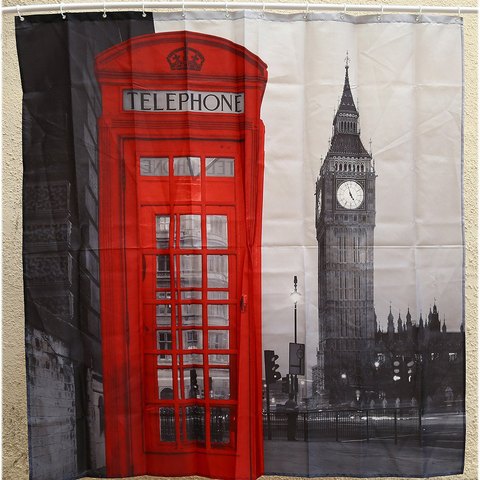 Creative London Big Ben Pattern Shower Curtain Polyester Waterproof Bath Decorith 12 Plastic Hooks Home Bathroom Curtains ► Photo 1/5