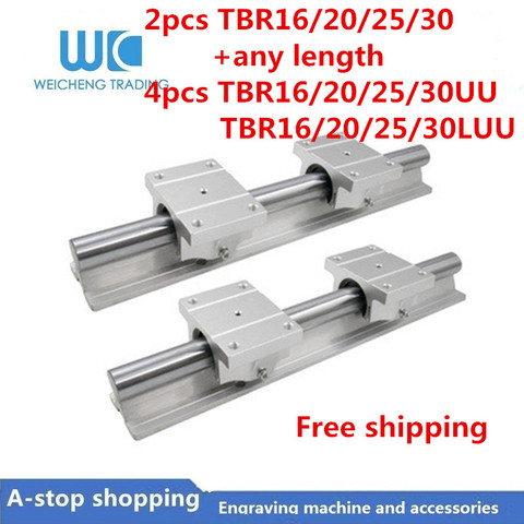 linear rail 2pcs TBR16/TBR20/TBR25/TBR30+100 to 1150mm and 4pcs TBR16/20/25/30UU OR TBR16/20/25/30LUU block guide for CNC parts. ► Photo 1/6