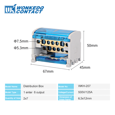 WKH207 Din Rail Terminal Blocks  Modular Screw Connection Power Distribution Block Box Universal Electric Wire  Junction Box ► Photo 1/6