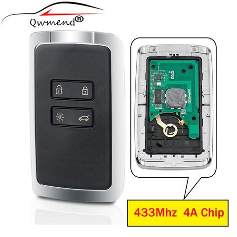 QWMEND  Smart Remote Key Keyless Go 434mhz Hitag AES 4A Chip For Renault Megane 4 Talisman Espace 5 Kadjar Koleo 2015 ► Photo 1/5