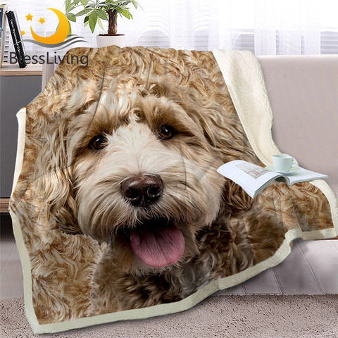 BlessLiving Poodle Dog Soft Throw Blanket on Bed Sofa 3D Animal Sherpa Fleece Blanket Light Brown Bedspreads Thin Quilt 150x200 ► Photo 1/6