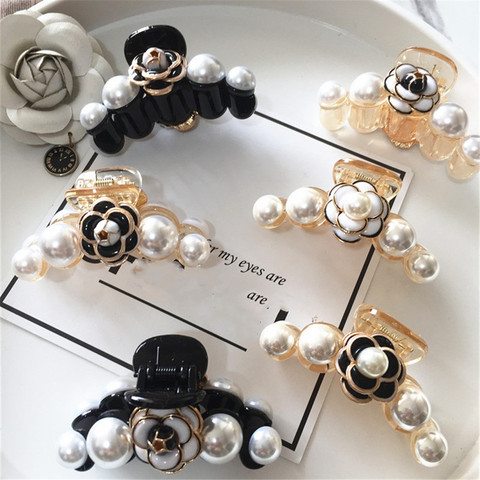 Adult Women Camellia Pearl Claws Hairpins Hair Clips Fashion Korean Lady Girl Head Wear Accessories-AS-W20 ► Photo 1/6