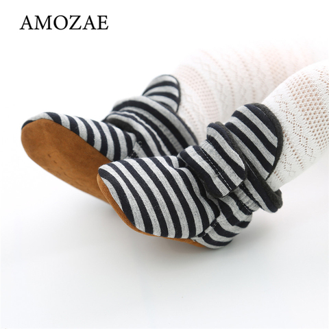 Baby Socks Shoes Boy Girl Stripe Gingham Newborn Toddler First Walkers Booties Cotton Comfort Soft Anti-slip Infant Crib Shoes ► Photo 1/6