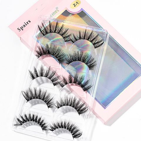 2022 New 15-25mm 3D Faux Mink Hair Cross False Eyelashes 5 Pairs Long Eye Lashes Handmade Thick Makeup Beauty Extension Tools ► Photo 1/6