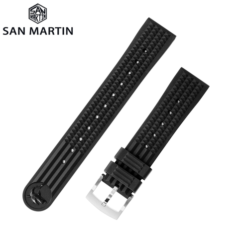 San Martin Watch Parts Waterproof Fluorine Rubber Strap Stainless Steel/Bronze Buckle No Insert 20mm For 62MAS 007 Watch ► Photo 1/6