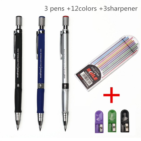 Student Office 2.0 Mechanical Pencil Triangular non-slip grip 12 color pencil lead drawing With sharpener on top ► Photo 1/6
