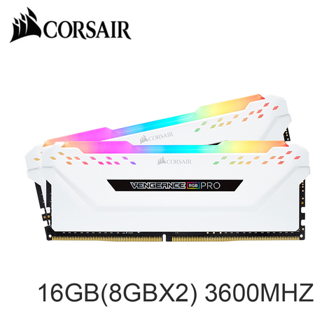 CORSAIR Vengeance 16GB(2X8) RGB PRO RAM Memoria Module Dual-channel DDR4 PC4 3600Mhz DIMM C18 RGB Memory Kit-White ► Photo 1/1