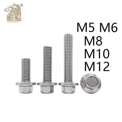 1/10pcs M5 M6 M8 M10 M12 A2-70 304 Stainless Steel GB5787 Hexagon Head with Serrated Flange Cap Screw Hex Washer Head Bolt ► Photo 1/6