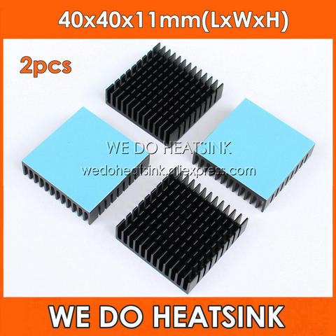 WE DO HEATSINK 2pcs 40x40x11mm Black Anodize Aluminum Heat Sink Radiator With Thermal Pad ► Photo 1/5