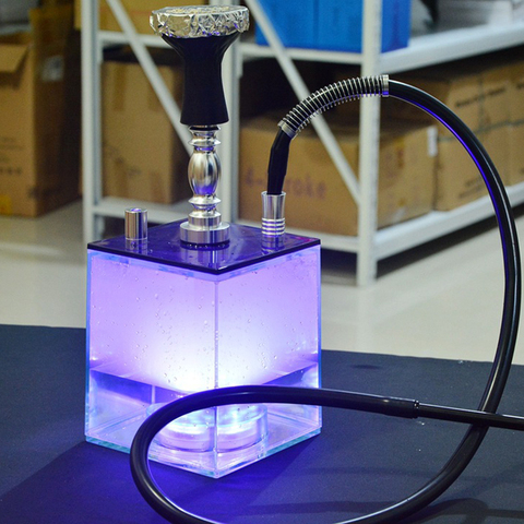 Acrylic Hookah Set With LED Light Shisha Water Pipe Include Silicon Bowl&Clip&Pipe Hose Nargile Chicha Transparent Hookah Set ► Photo 1/6