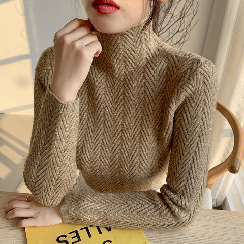 2022 autumn and winter new high-neck cashmere sweater ladies sweater long loose knit pullover shirt ► Photo 1/6