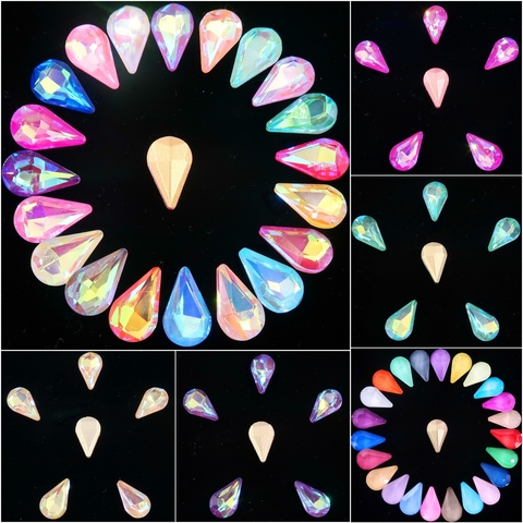 Glass crystal 8*13mm jelly candy & AB colors slim waterdrop shape Glue on rhinestone beads applique nailart handicraft diy trim ► Photo 1/4