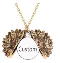 Sunflower  Pendant Necklace Engrave Name Date Stainless Steel Custom Jewelry Gift You Are My Sunshine Open Locket Sunflower DIY ► Photo 1/1