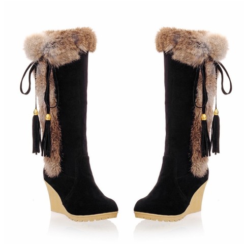 Wedge Boots Australia Women's Shoes Platform Plush Winter Footwear Booties Ladies Sexy Thigh High Heels High Sexy ► Photo 1/6