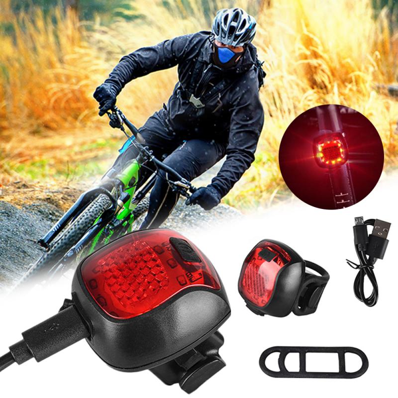 Bicycle Bike Tail Light LED USB Chargeable Mini Rear Light Night Safety Warning 