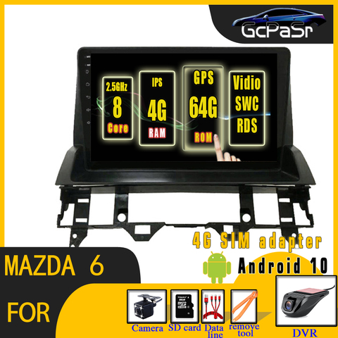 4G+64G Android 10 4G Car Radio Multimedia Player for Mazda 6 2002 2003 2004 2005 2006 2007 2008 Navigation GPS Auto 2 din no dvd ► Photo 1/6